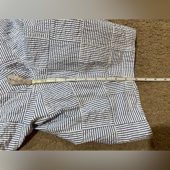 LL Bean Favorite Fit Blue Seersucker Patchwork 10” Inseam Shorts Women’s Size 18 - Picture 10 of 12